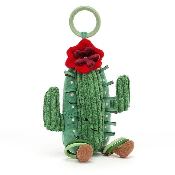 Jellycat Amuseables Cactus Activity Baby Toy Green Cactus Red Flower Plush - Picture 1 of 9